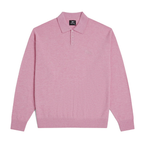 Patta Knitted Wool Longsleeve Polo Shirt Very Berry