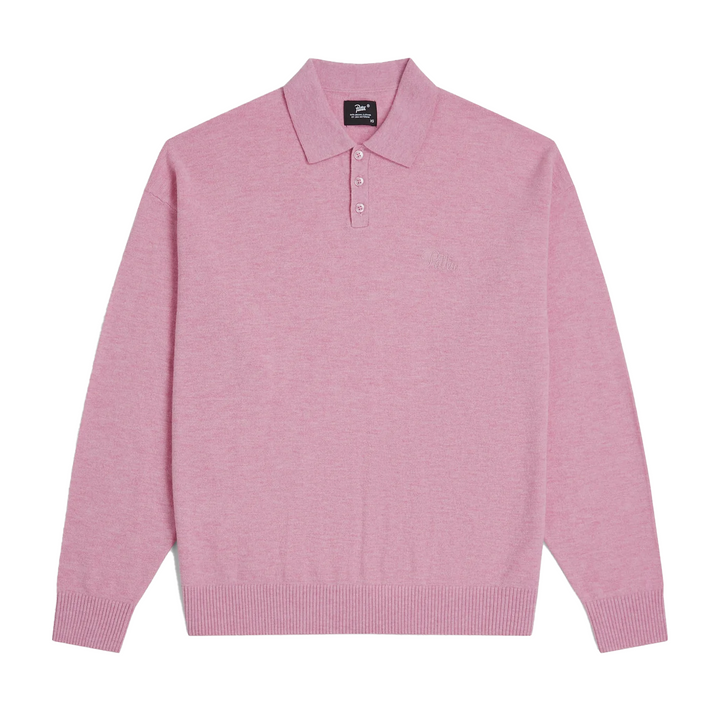 Patta Knitted Wool Longsleeve Polo Shirt Very Berry