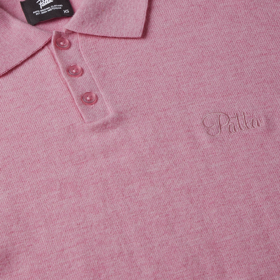 Patta Knitted Wool Longsleeve Polo Shirt Very Berry