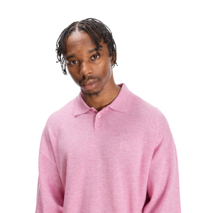 Patta Knitted Wool Longsleeve Polo Shirt Very Berry