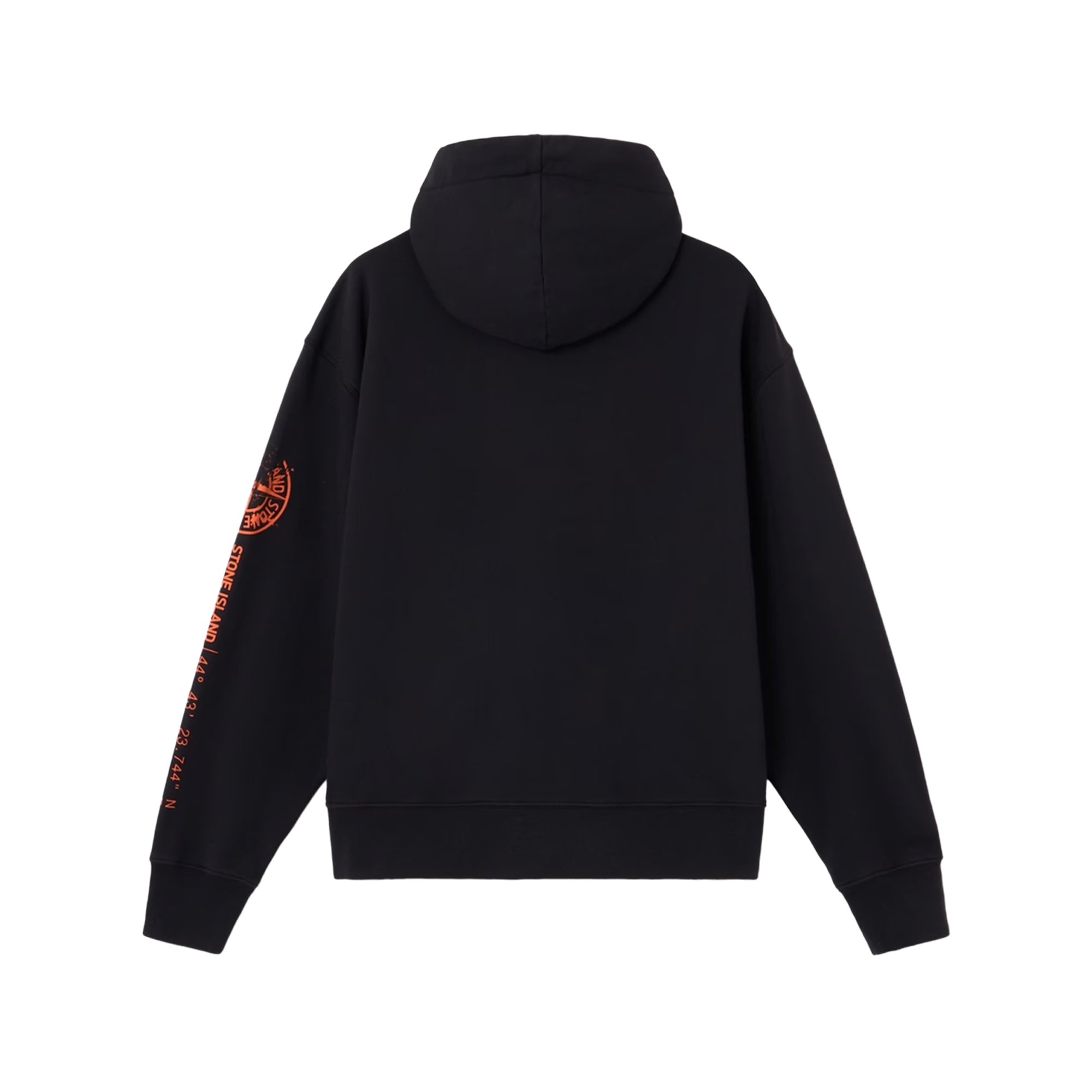 Stone Island Zip Hoodie Orange Logo 6100009 S0467 Black