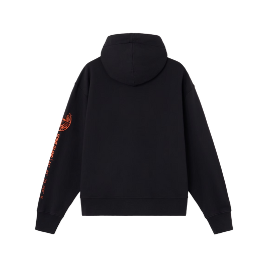 Stone Island Zip Hoodie Orange Logo 6100009 S0467 Black