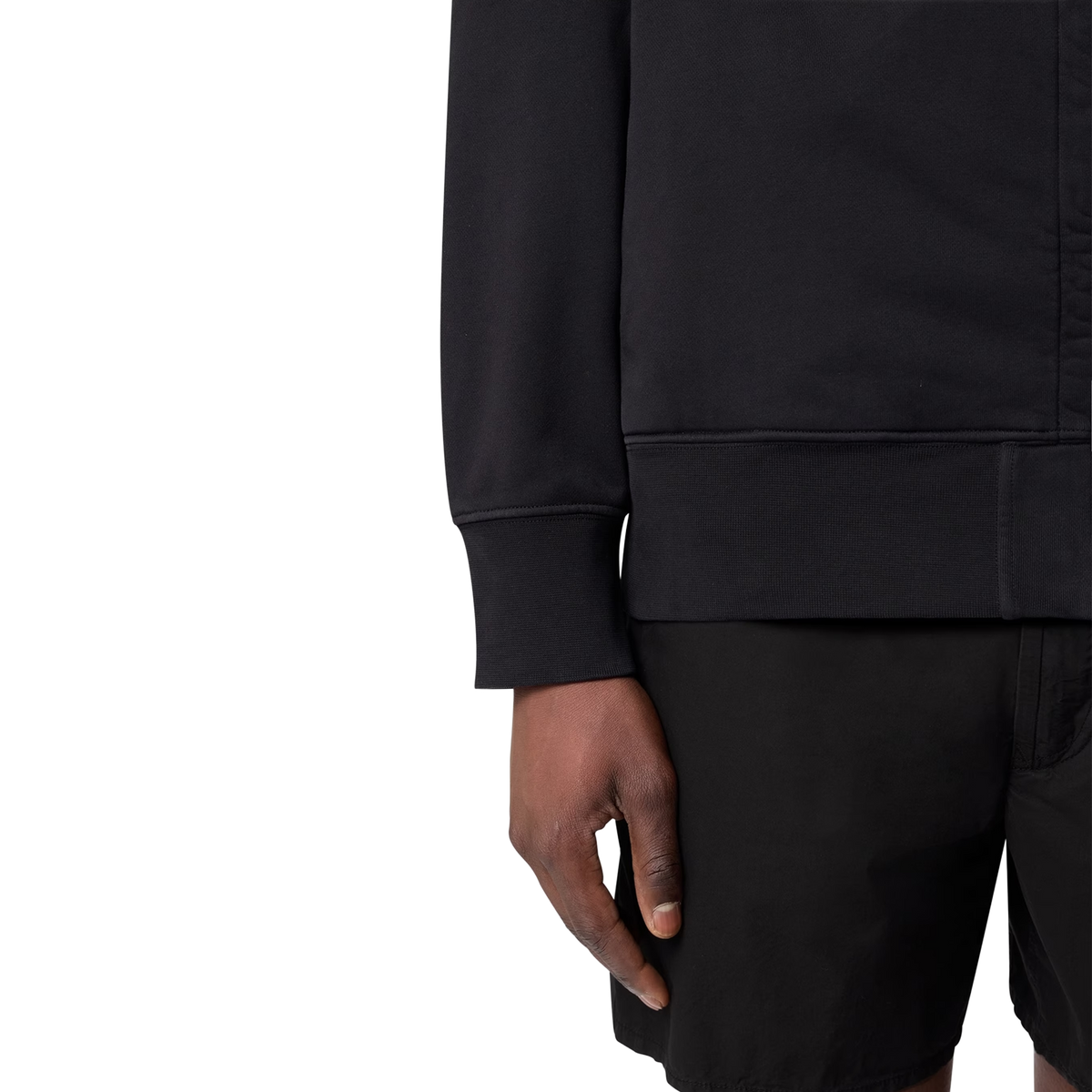 Stone Island Zip Hoodie Orange Logo 6100009 S0467 Black