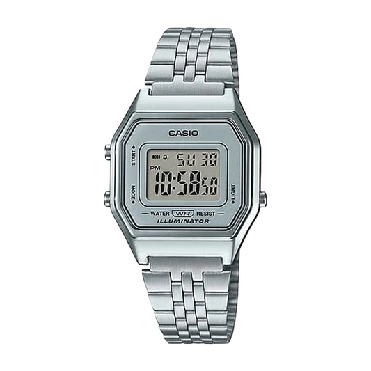 Casio Vintage Digital Silver Face/Stainless Steel Band LA680WA-7D