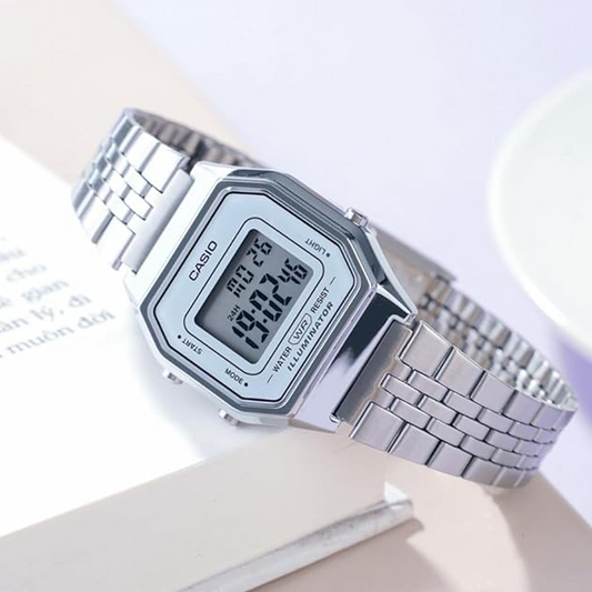 Casio Vintage Digital Silver Face/Stainless Steel Band LA680WA-7D