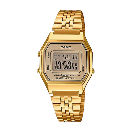 Casio Vintage Digital Gold Face/Goldplated S/Steel Band LA680WGA-9D