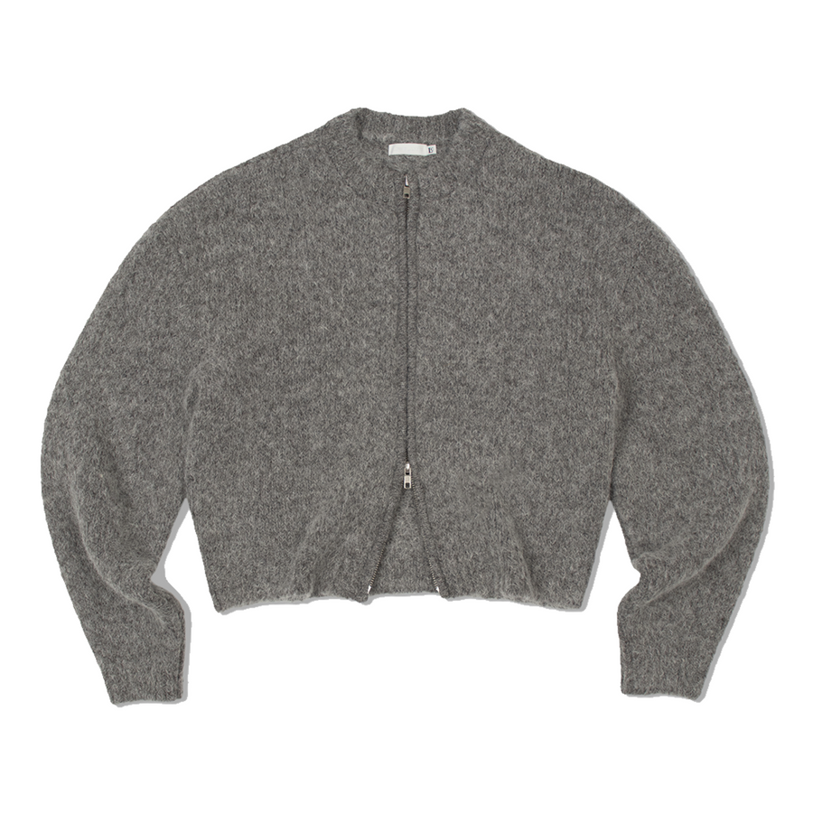 Low Classic Alpaca Zip-Up Cardigan Grey