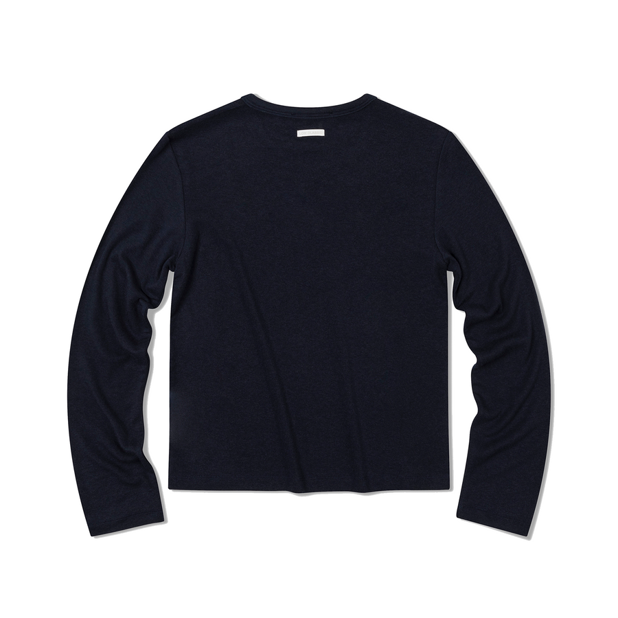 Low Classic Wool Jersey Warm T-Shirt Navy