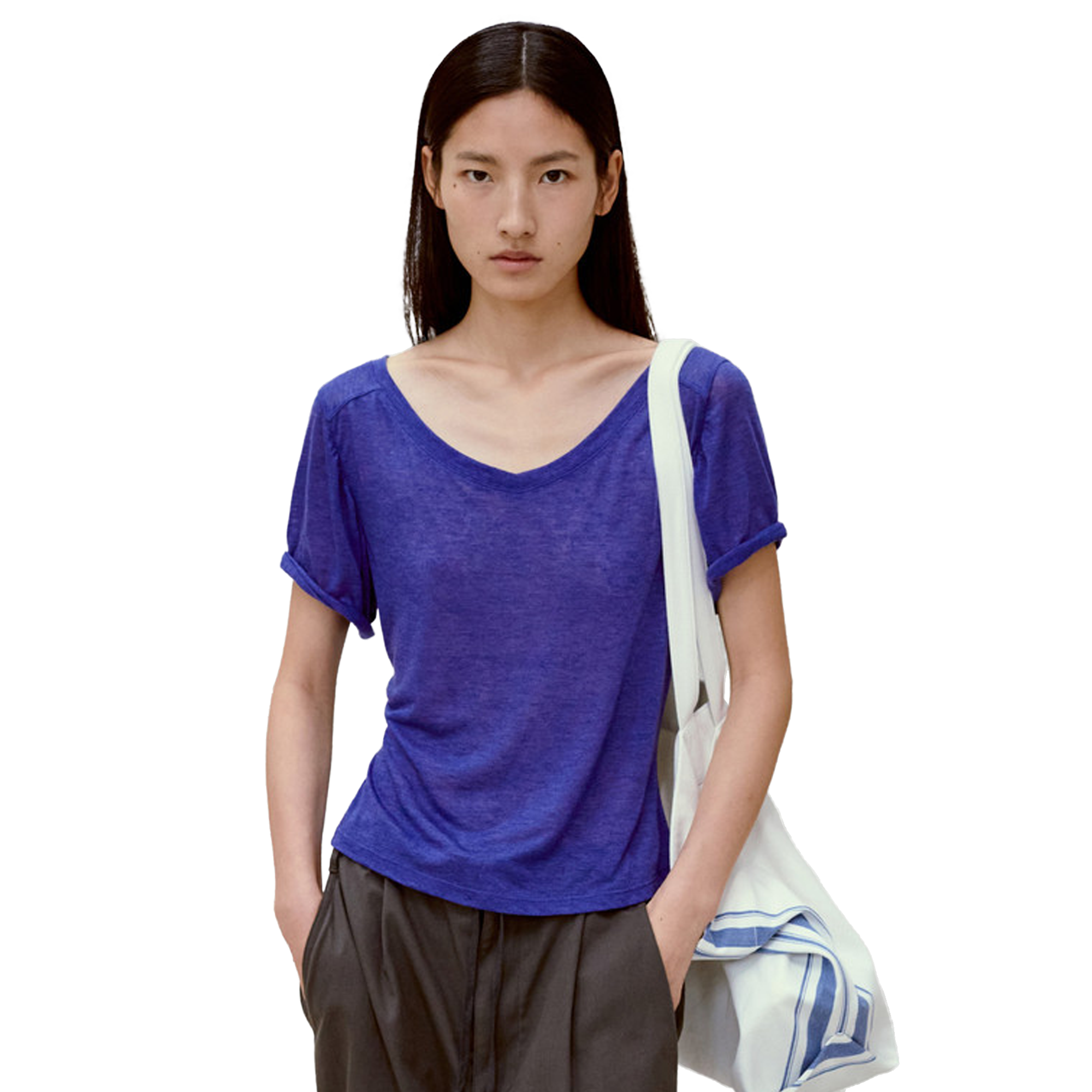 Low Classic Women's Deep V-Neck T-Shirt Blue