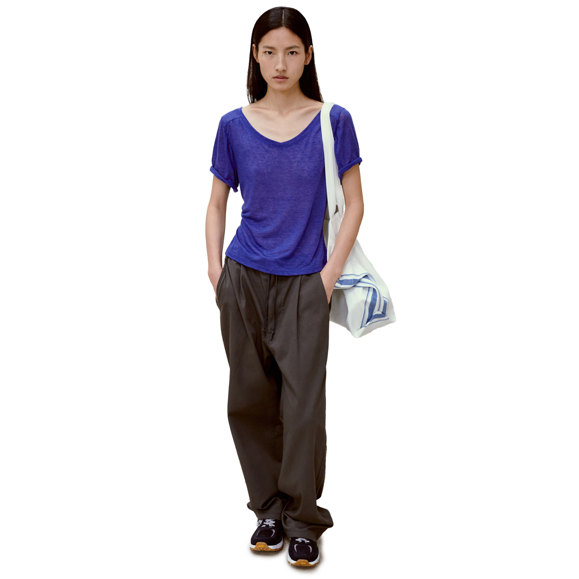 Low Classic Women's Drawstring Washed Cotton Pants Charcoal