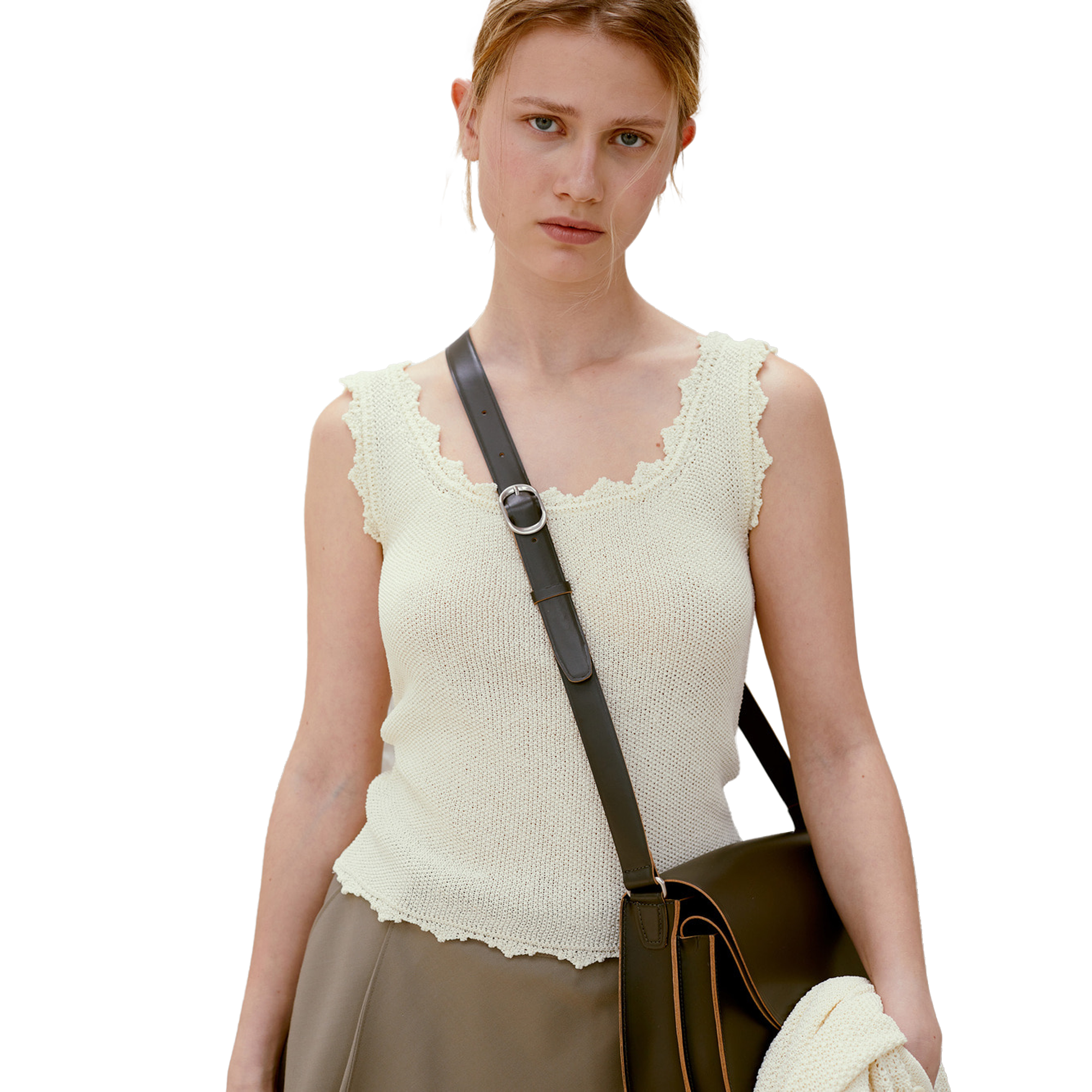 Low Classic Women's Lace Edge Sleeveless Knit Cream