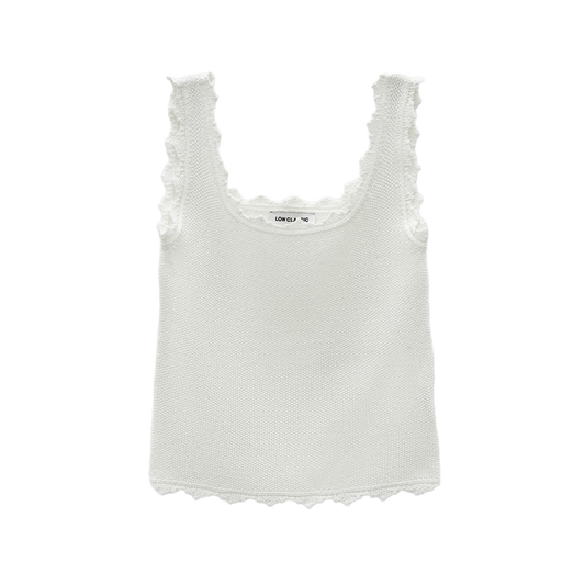 Low Classic Women's Lace Edge Sleeveless Knit White