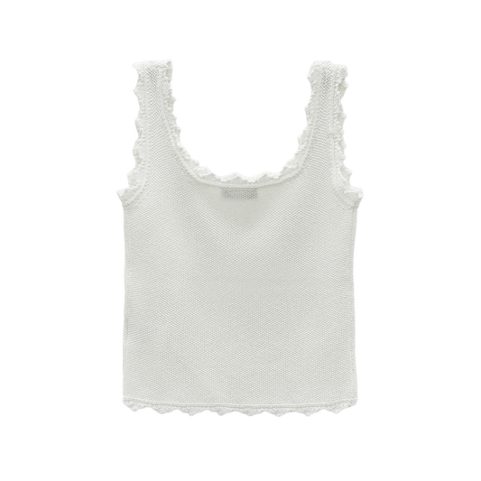 Low Classic Women's Lace Edge Sleeveless Knit White