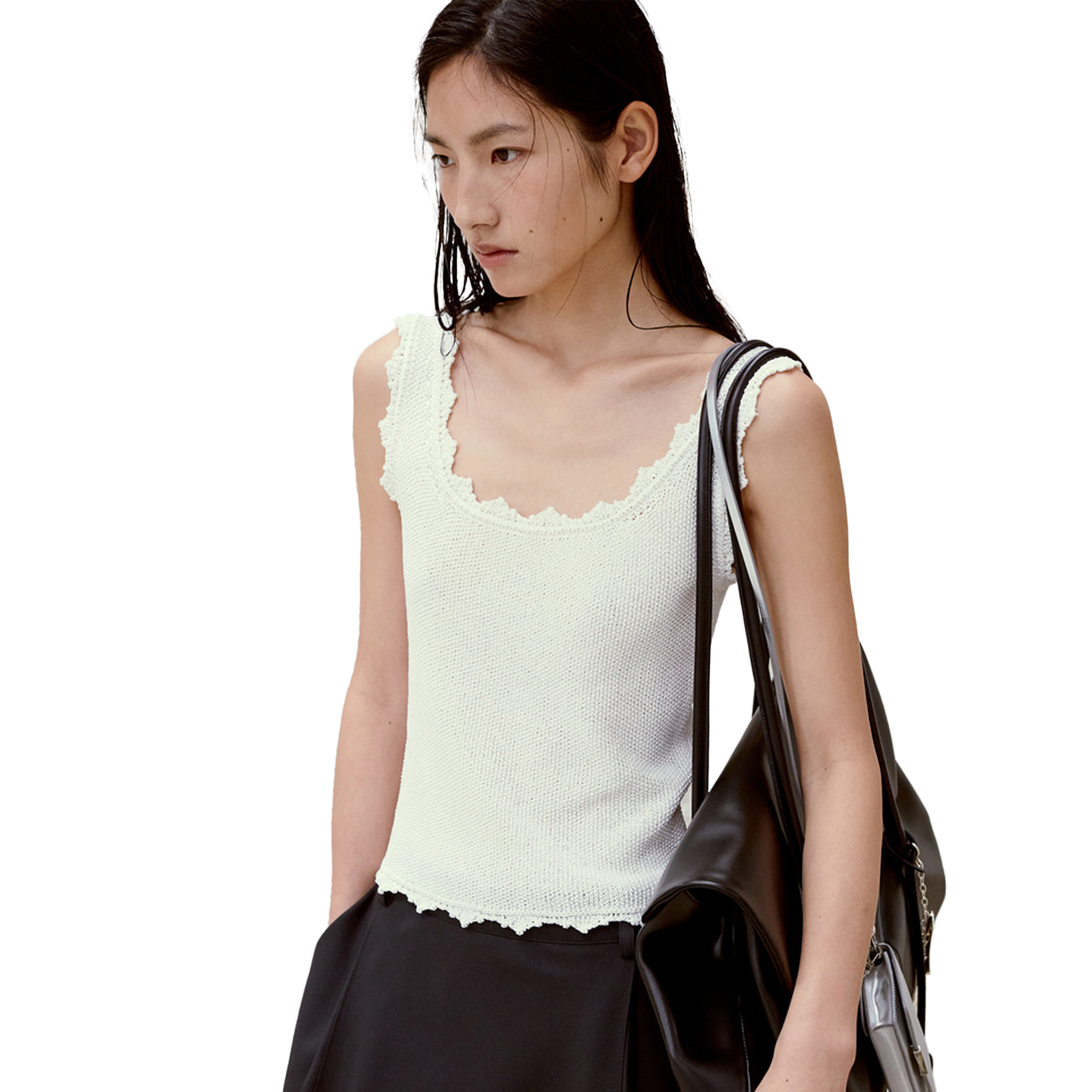 Low Classic Women's Lace Edge Sleeveless Knit White