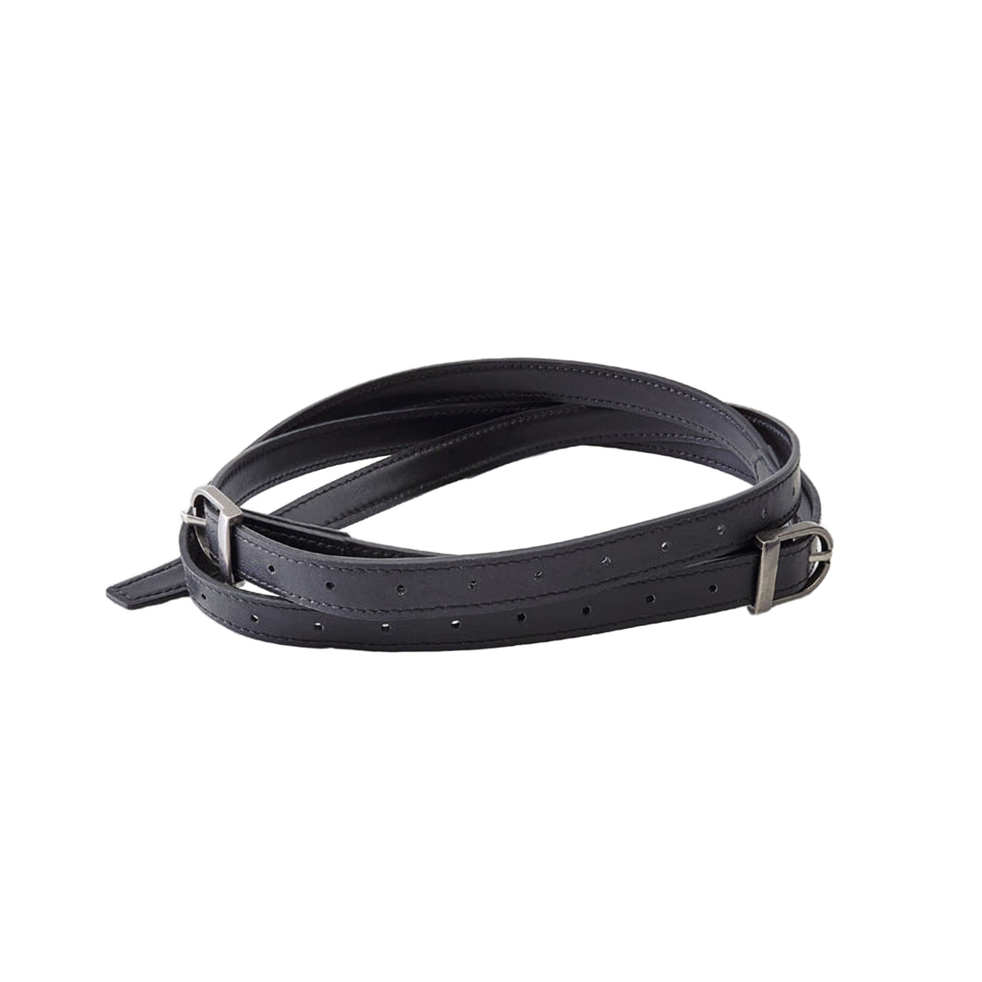Low Classic Women's Leather Two-Way Buckle Belt Black