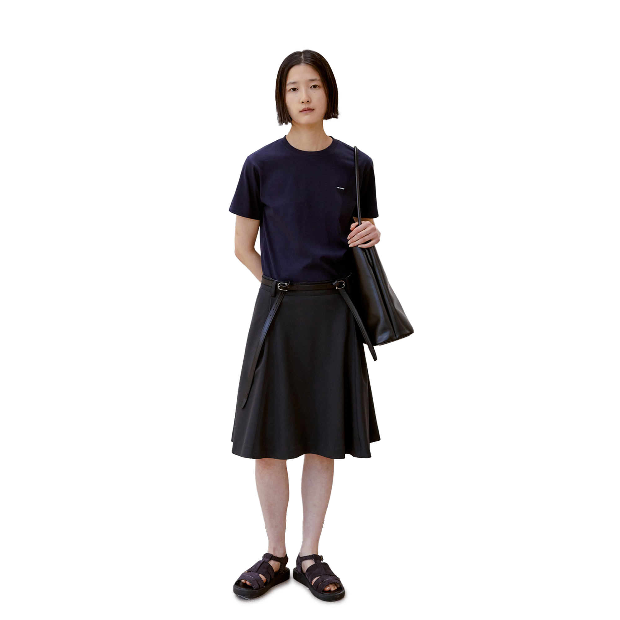 Low Classic Women's Leather Two-Way Buckle Belt Black