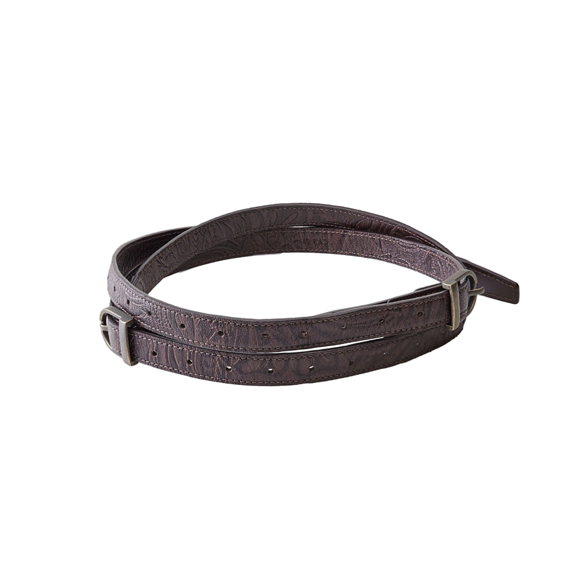 Low Classic Women's Leather Two-Way Buckle Belt Brown
