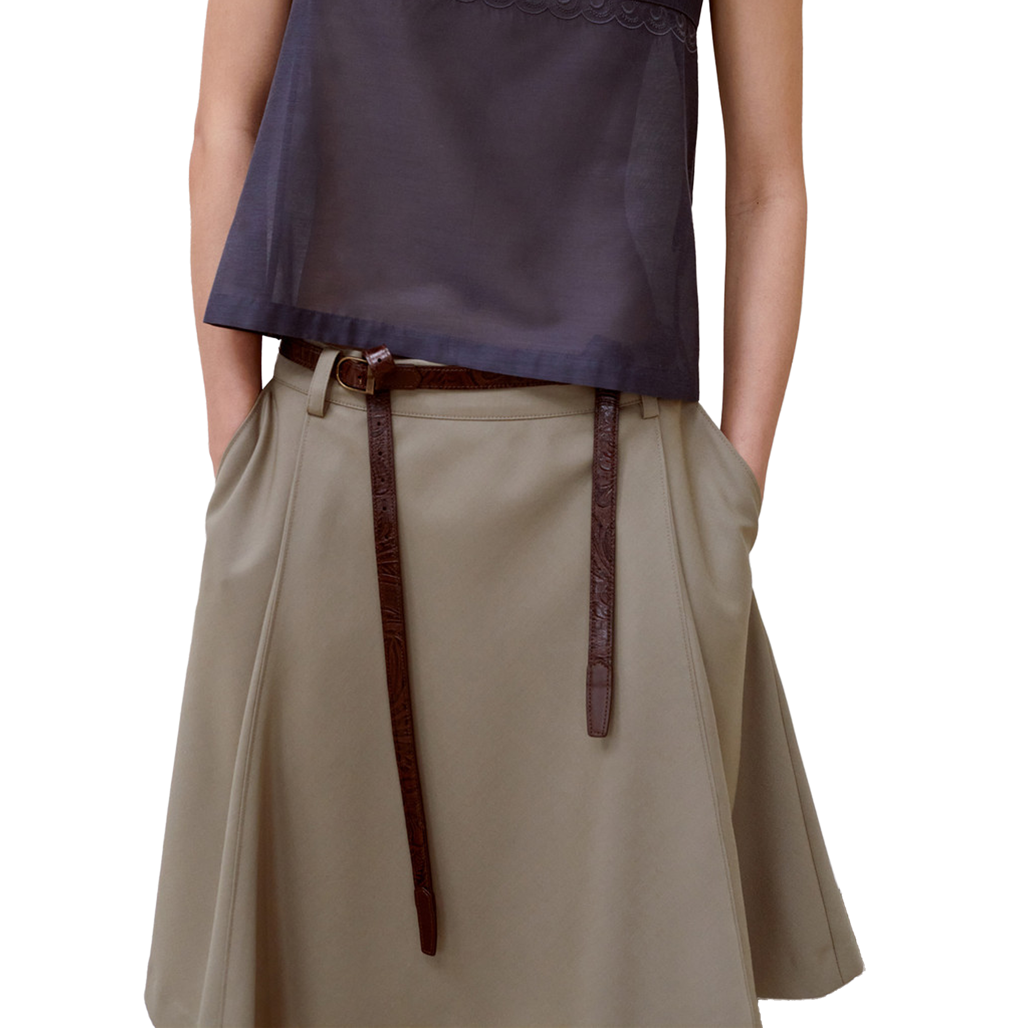 Low Classic Women's Leather Two-Way Buckle Belt Brown