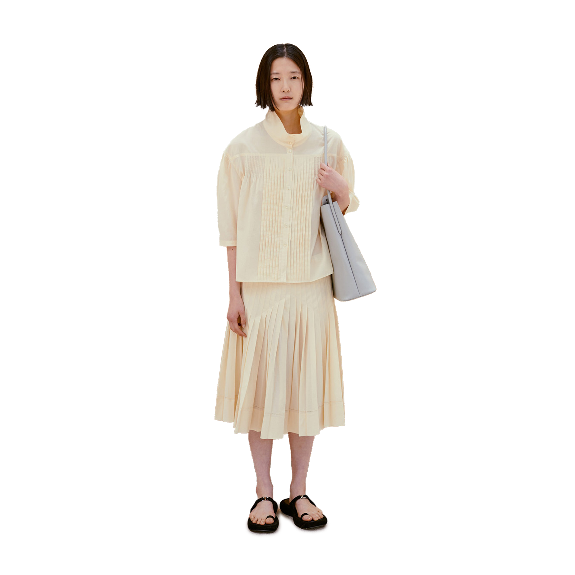 Low Classic Women's Pleated Midi Skirt Cream