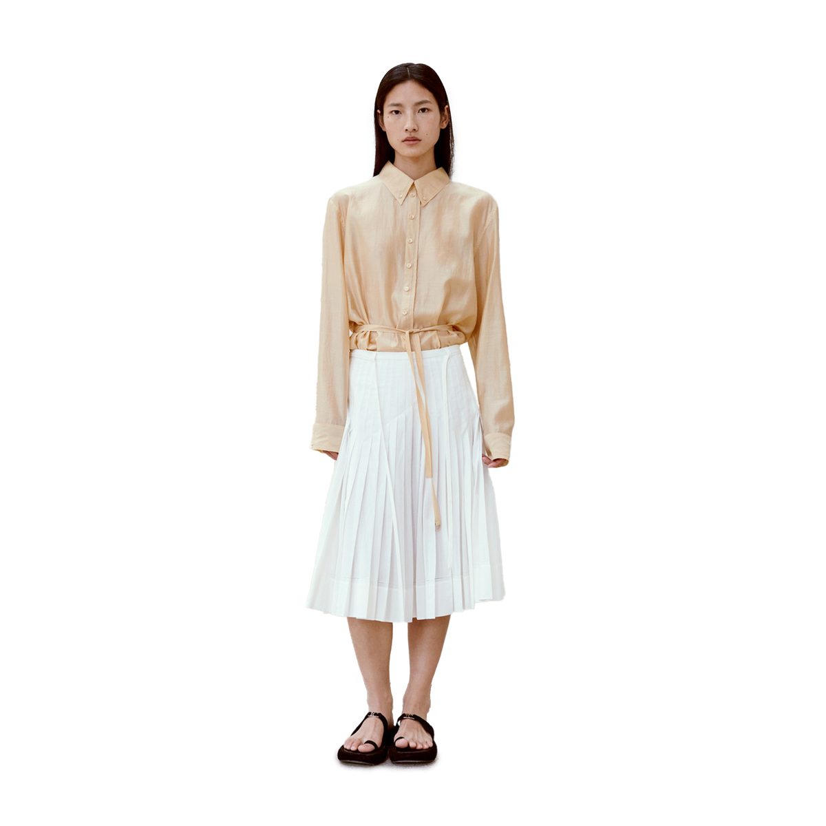 Low Classic Women's Pleated Midi Skirt White