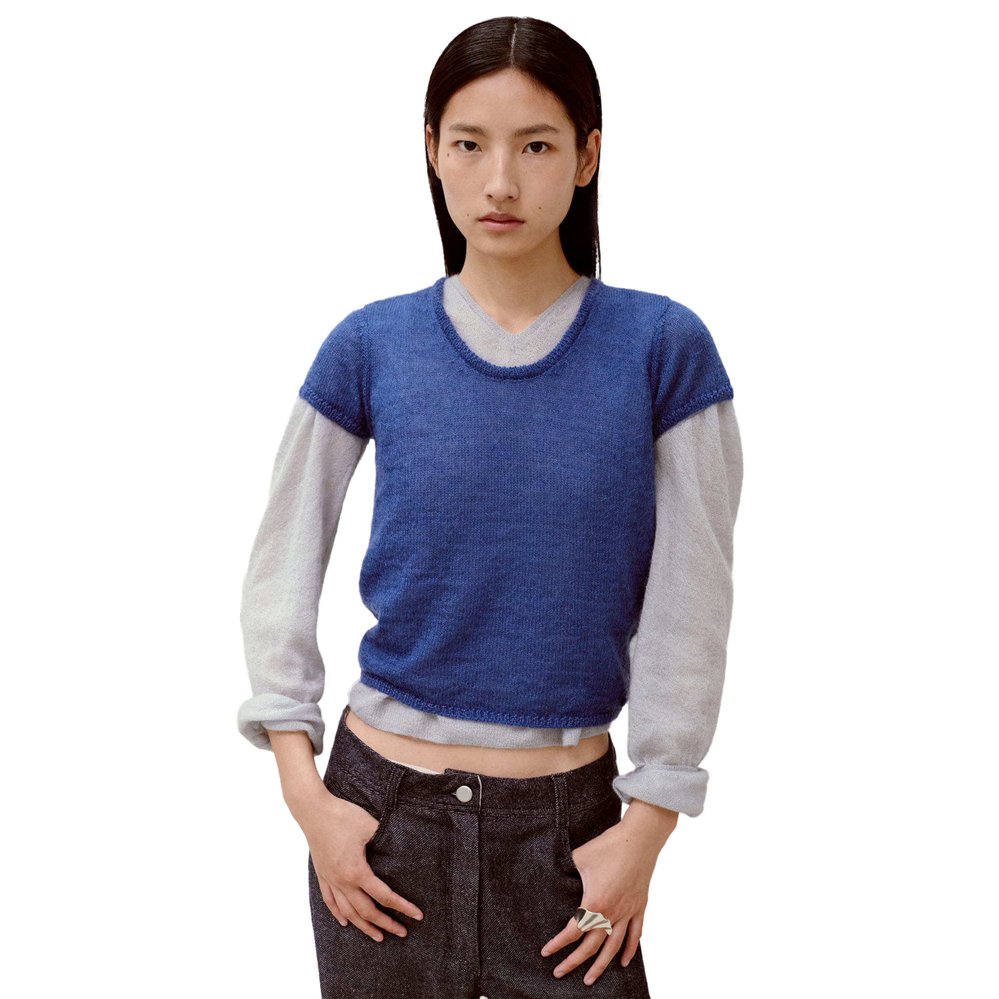 Low Classic Women's Short Sleeve Knit Top Blue