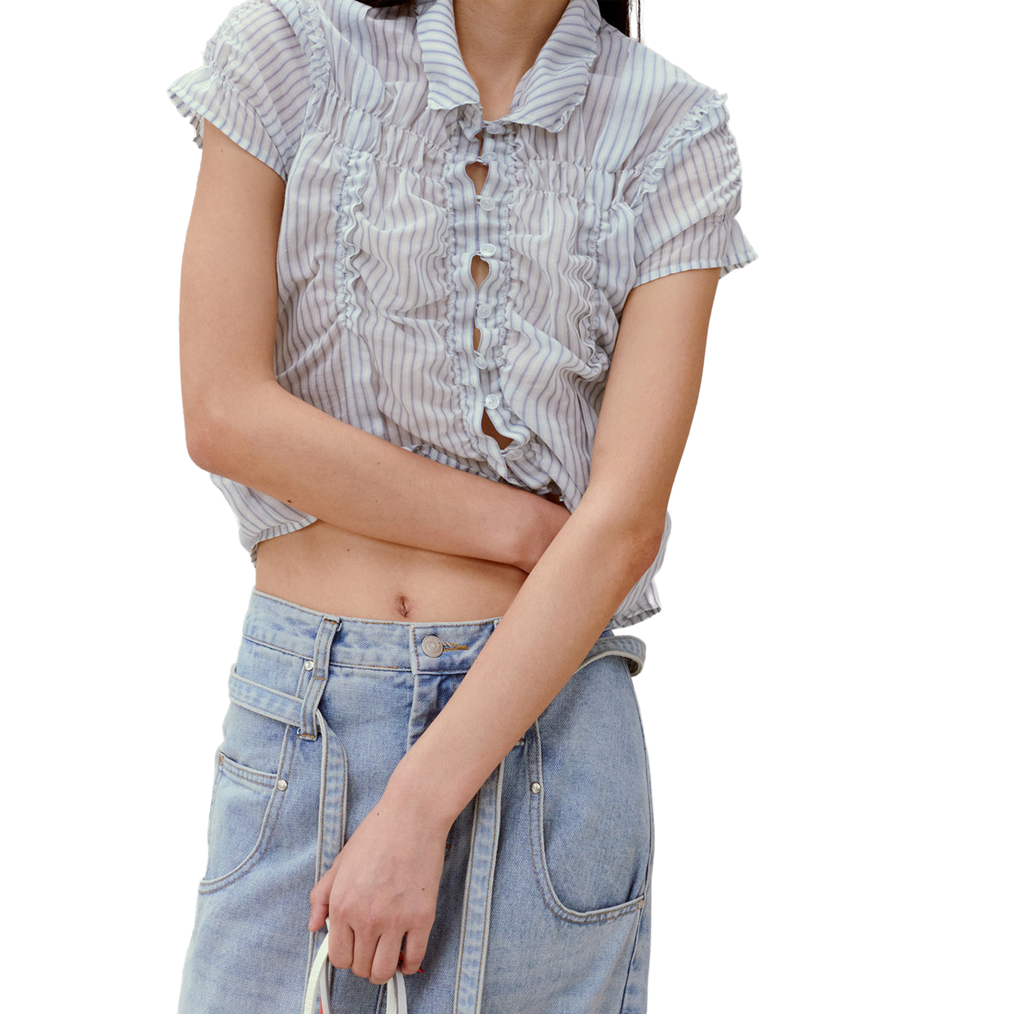 Low Classic Wrinkle Half Sleeve Shirt Stripe