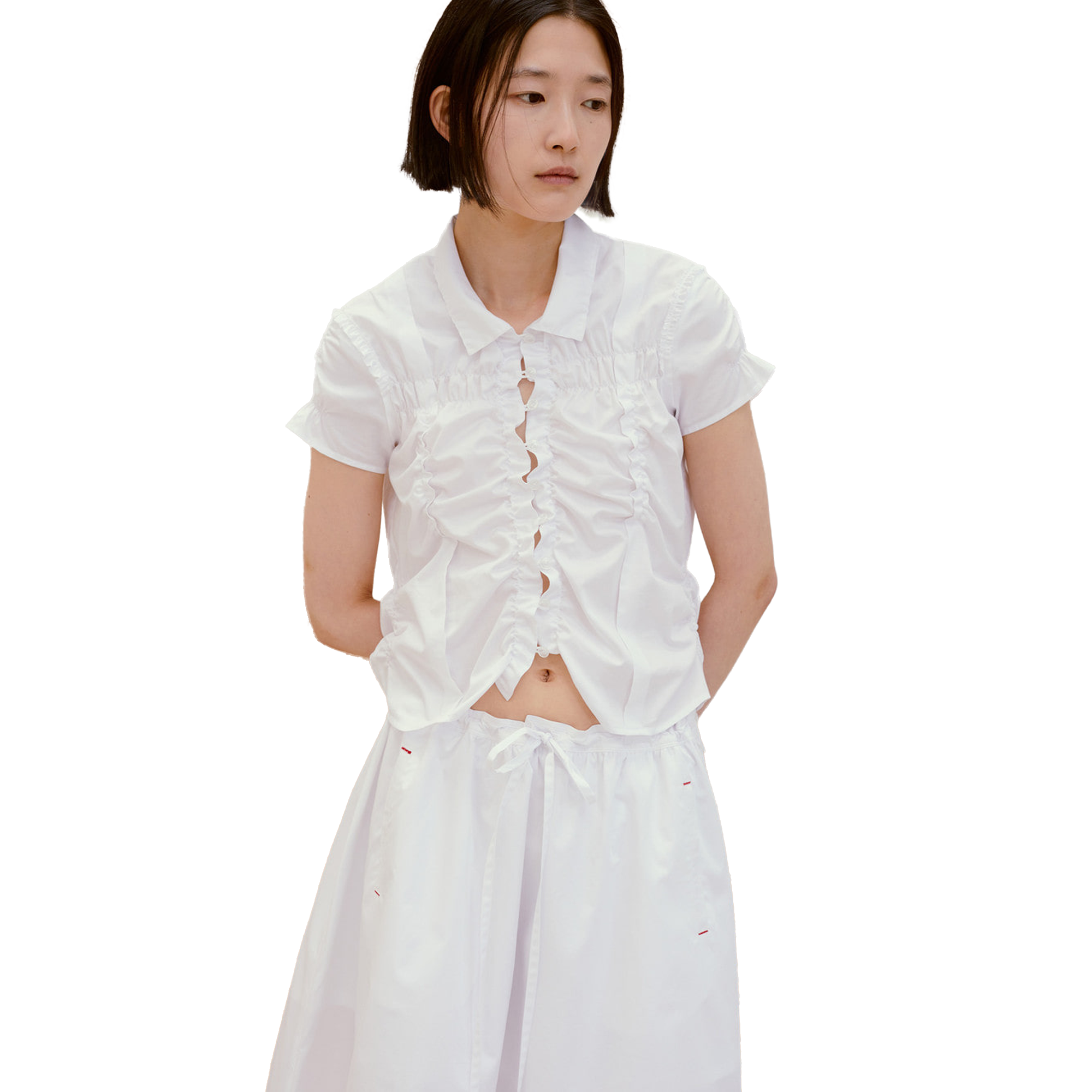 Low Classic Wrinkle Half Sleeve Shirt White