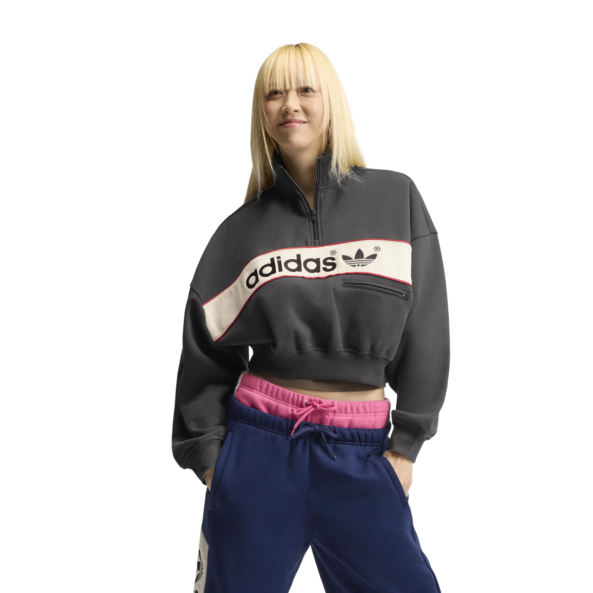 adidas Women's adiSignature Block Quarter Zip Utility Black LD1668