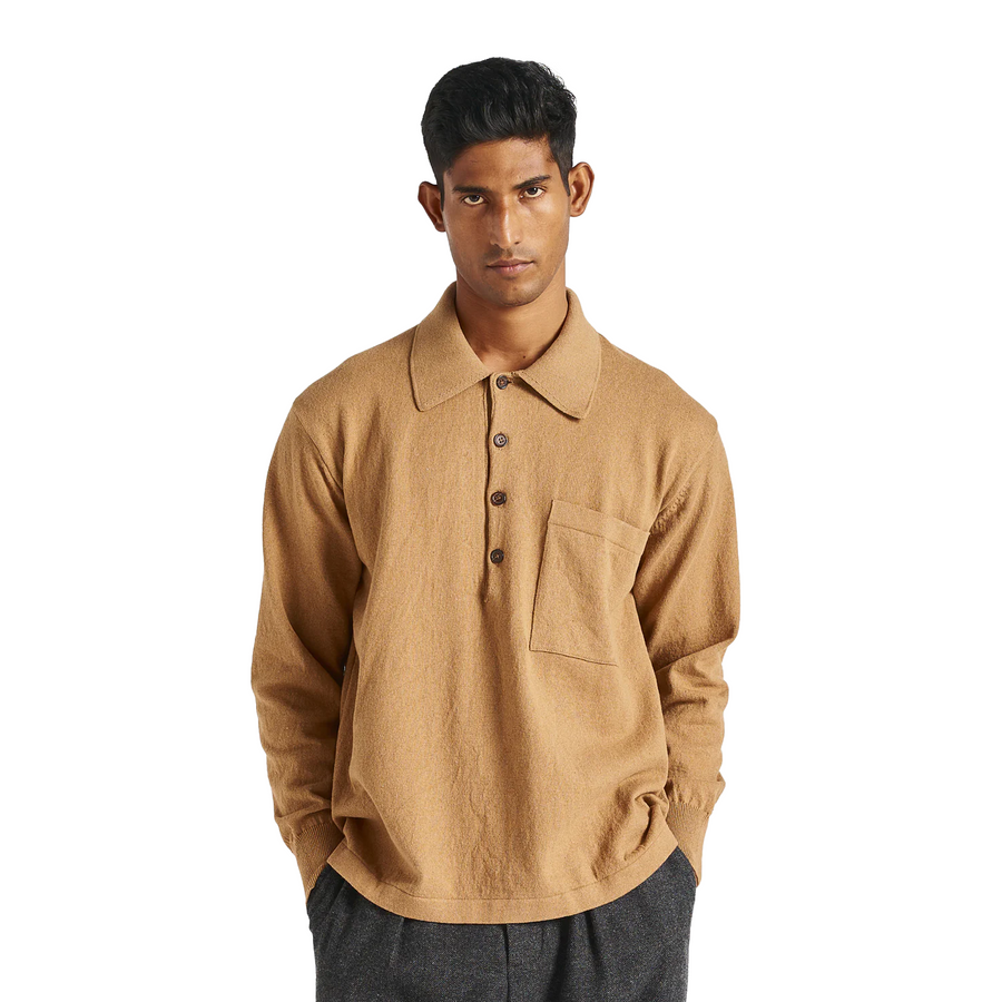 Universal Works L/S Pullover Knit Shirt Cumin