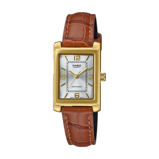 Casio Analogue Brown Leather Band LTP1234GLL-7A