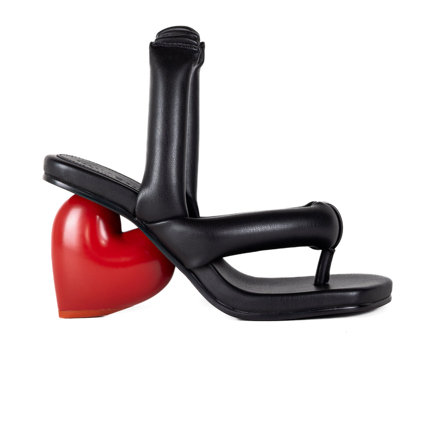 Yume Yume Love Heel Black Vegan Leather/Red