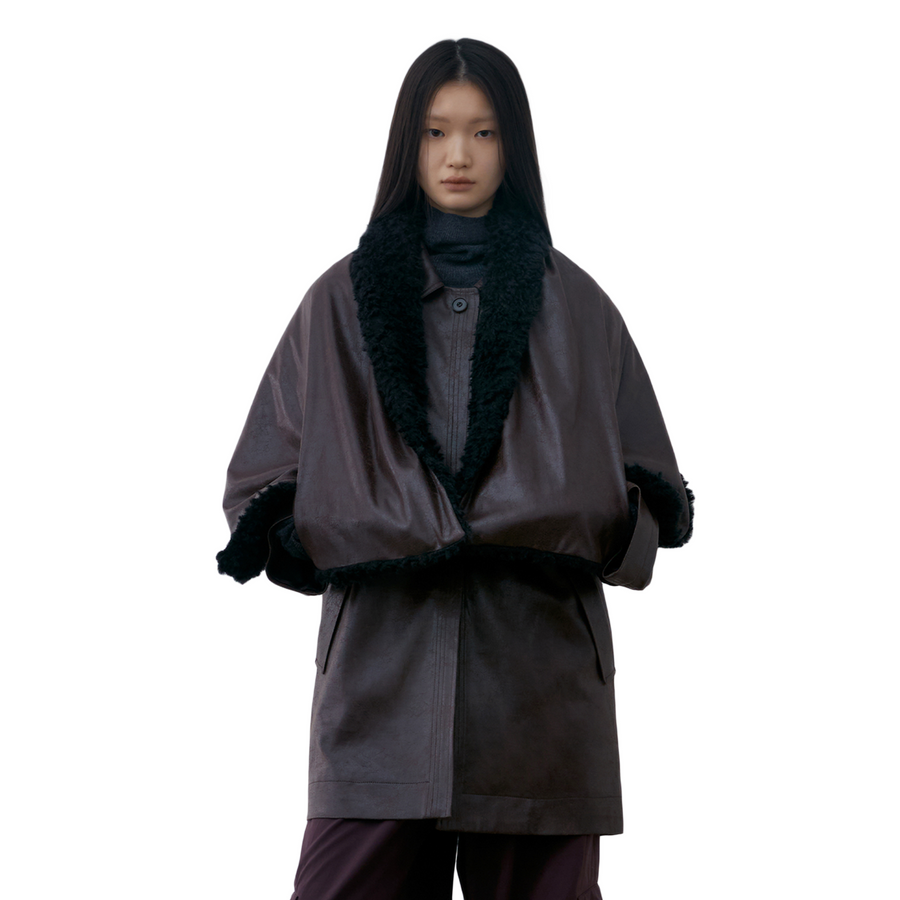 Low Classic Creased Leather Pocket Shawl Brown