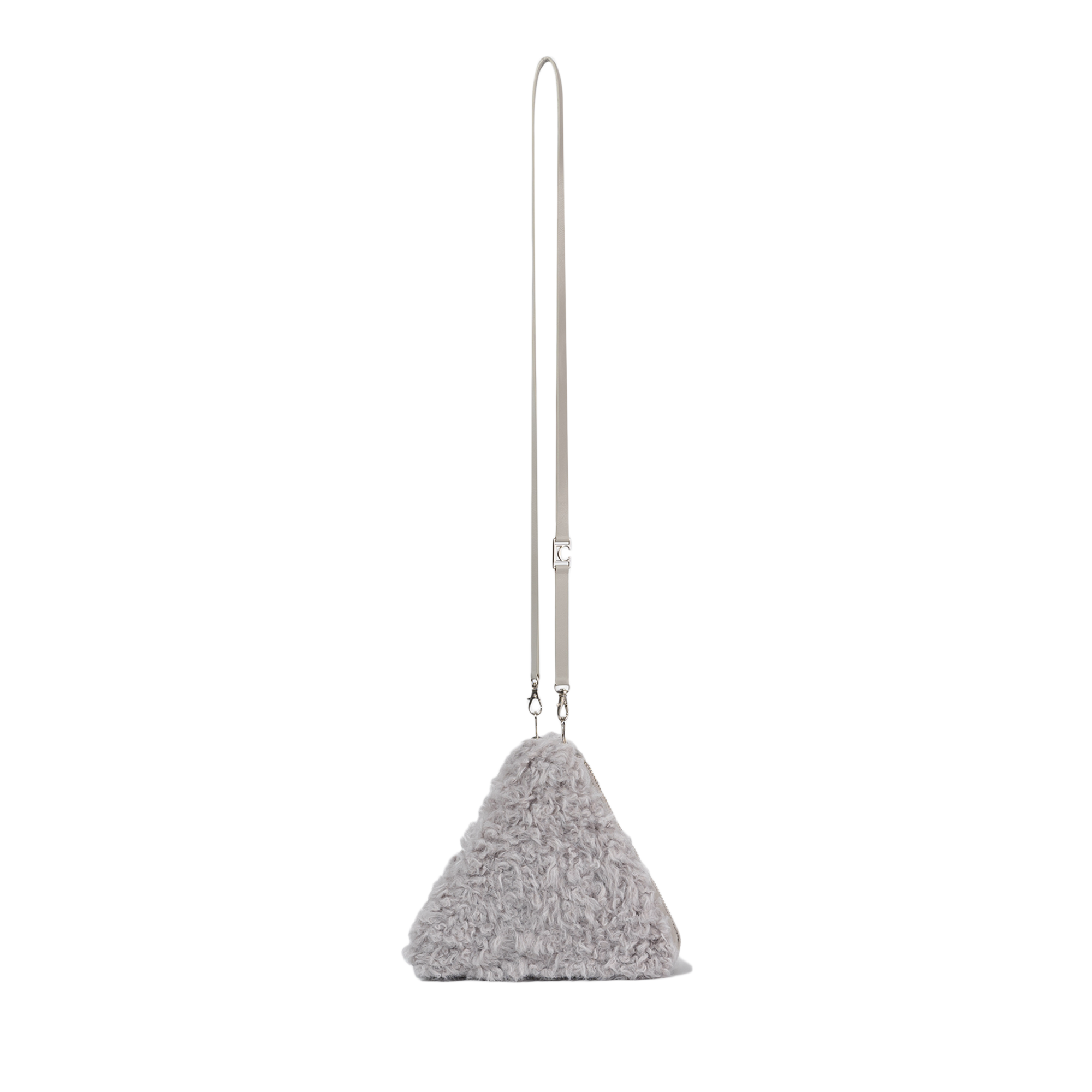 [LOW CLASSIC] / ☆ 24FW FUR TRIANGLE POP-UP BAG / GREY Low Classic Fur Triangle Pop-Up Bag Grey – Laced