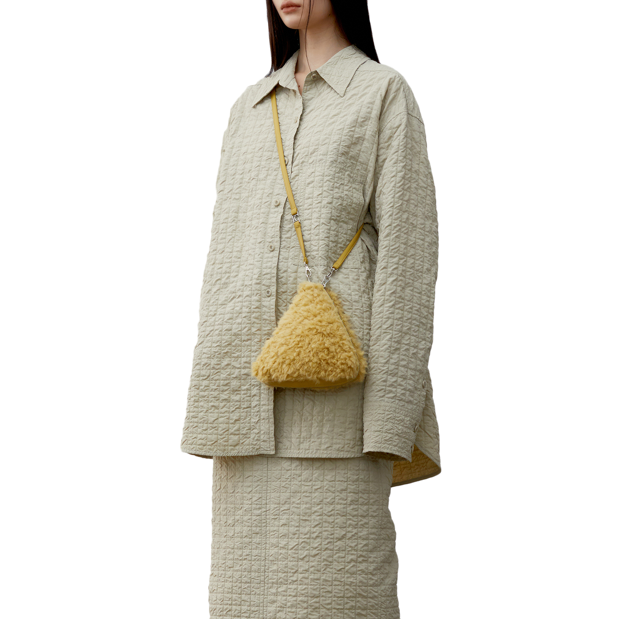 Low Classic Women's Fur Triangle Pop-Up Bag Yellow