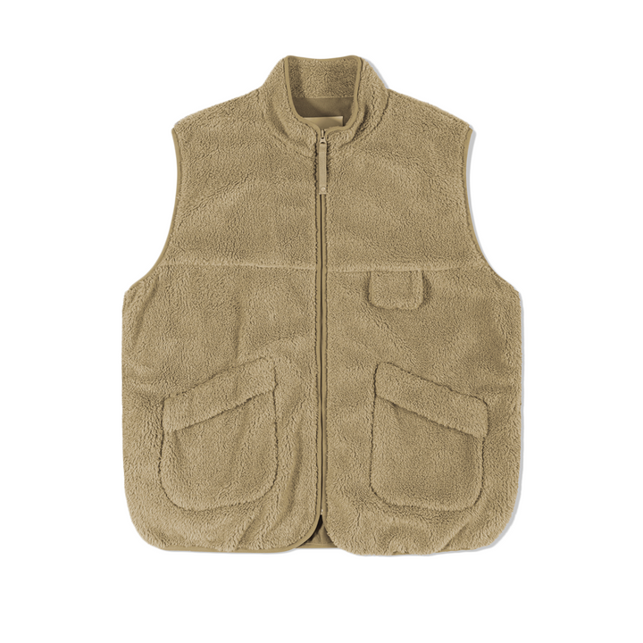 Low Classic Fleece Zip-Up Vest Beige