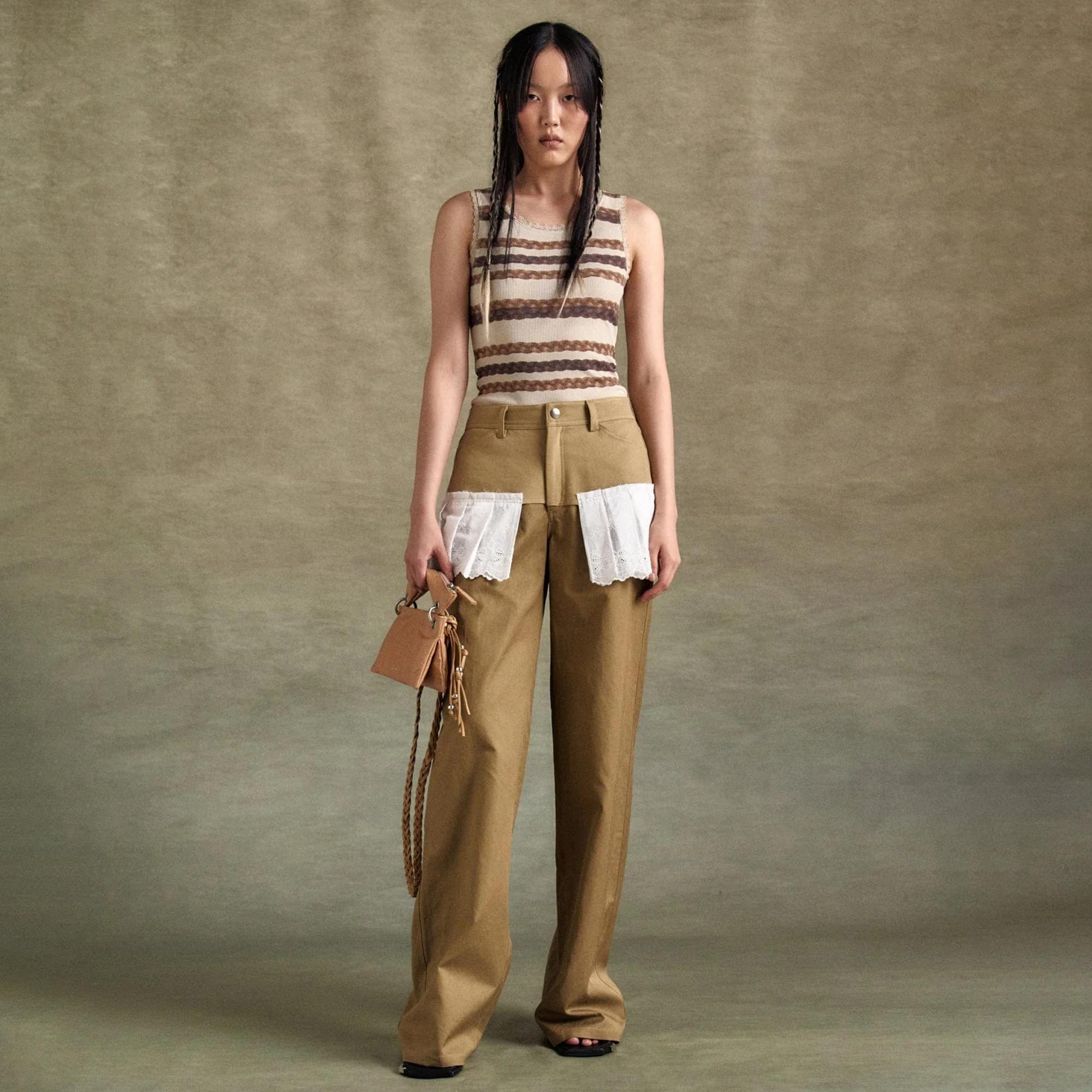 LacePleatsSkirtPantsBeigeAPA79 LacePleatsSkirtPantsBeigeAPA79