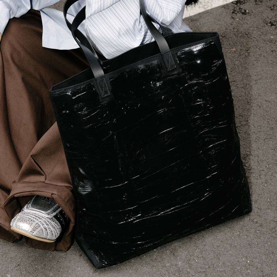 Yoke Rubber Hand Painted Tote Bag Black