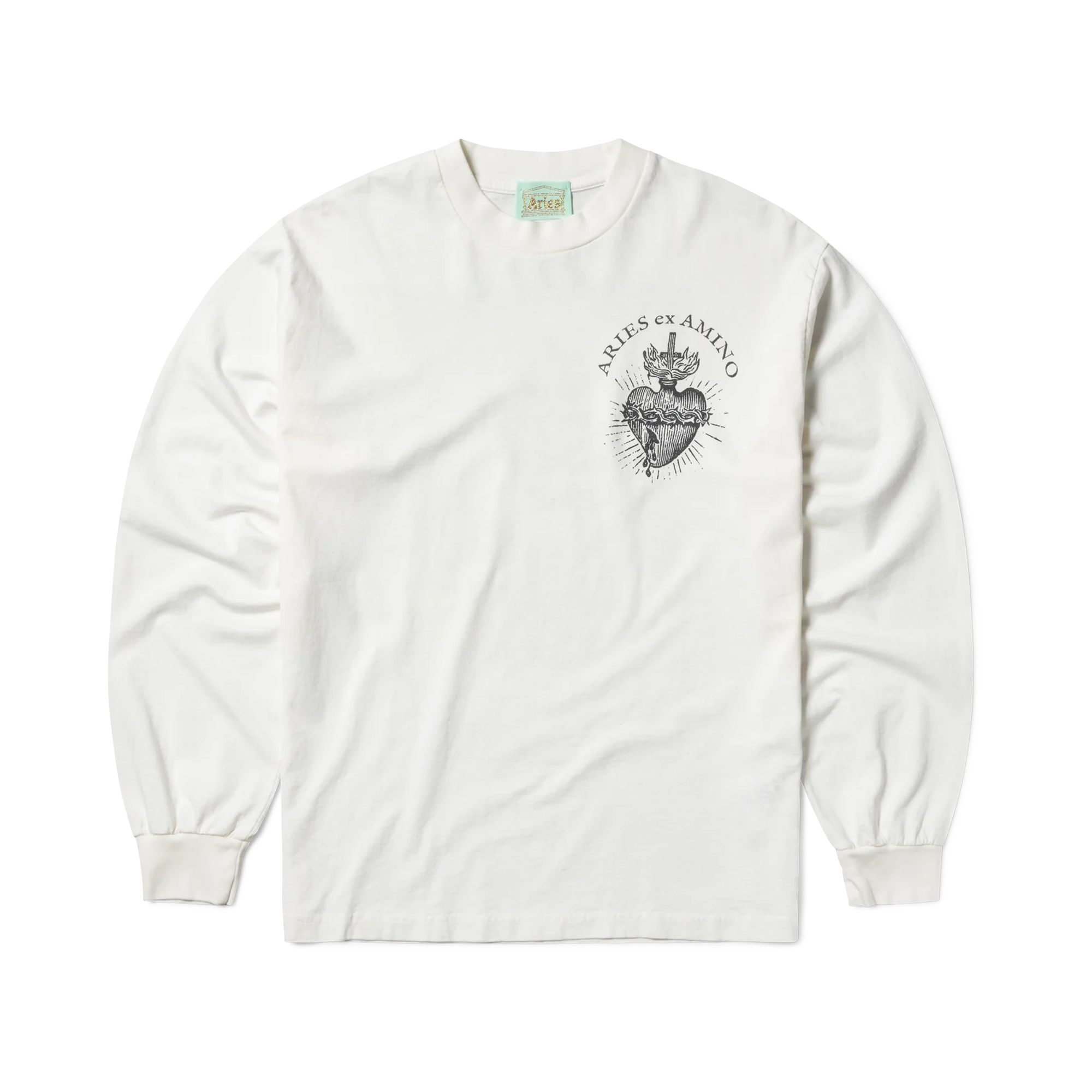 Aries Faded Aries Ex Amino Long Sleeve Tee Off White AR6002403