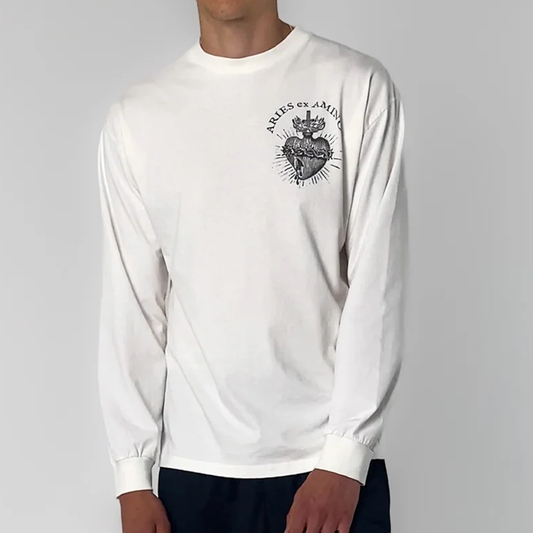 Aries Faded Aries Ex Amino Long Sleeve Tee Off White AR6002403