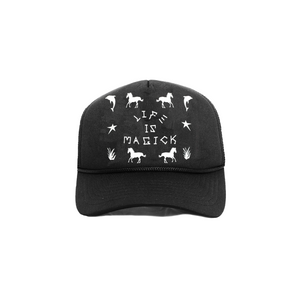 Jungles Jungles Life Is Magick Trucker Hat Black