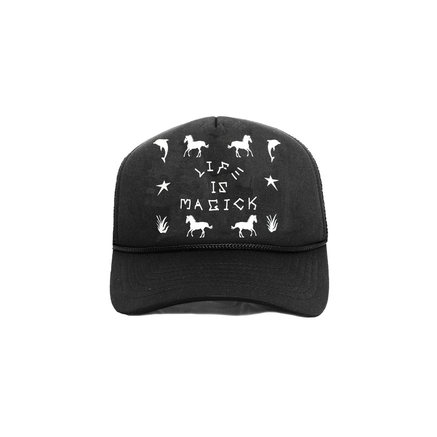 Jungles Jungles Life Is Magick Trucker Hat Black