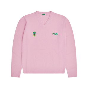 Fila+ Linear Crest V Neck Sweater Dusty Parfait Pink