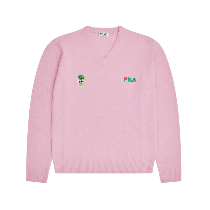 Fila+ Linear Crest V Neck Sweater Dusty Parfait Pink