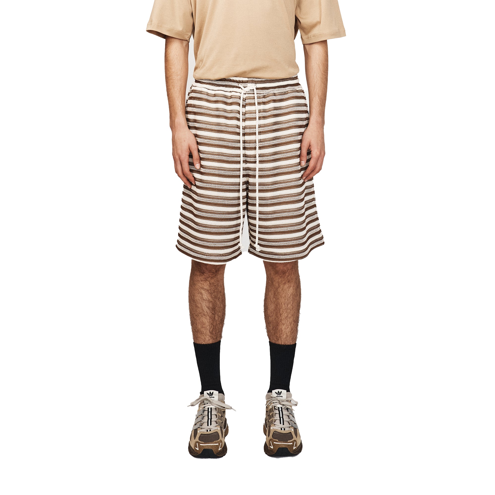 Song For The Mute Lined Elasticated Shorts Brown/Yvory 251_MST050L_CRCHBRN