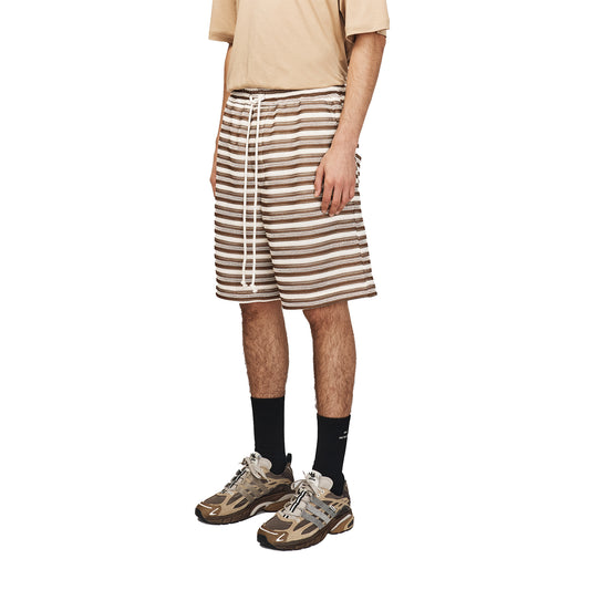 Song For The Mute Lined Elasticated Shorts Brown/Yvory 251_MST050L_CRCHBRN