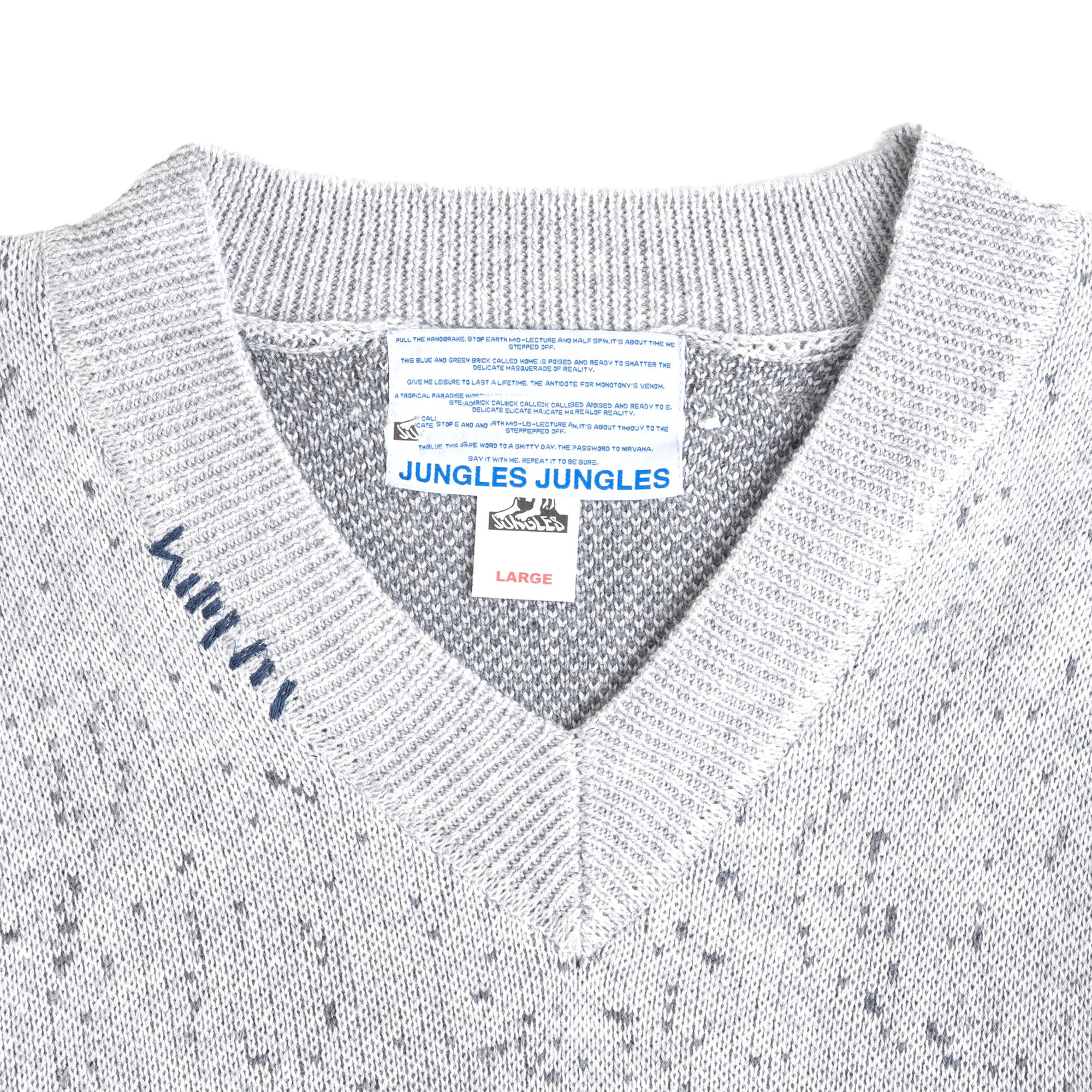 Jungles Jungles Logo Boxy V Neck Knit Grey