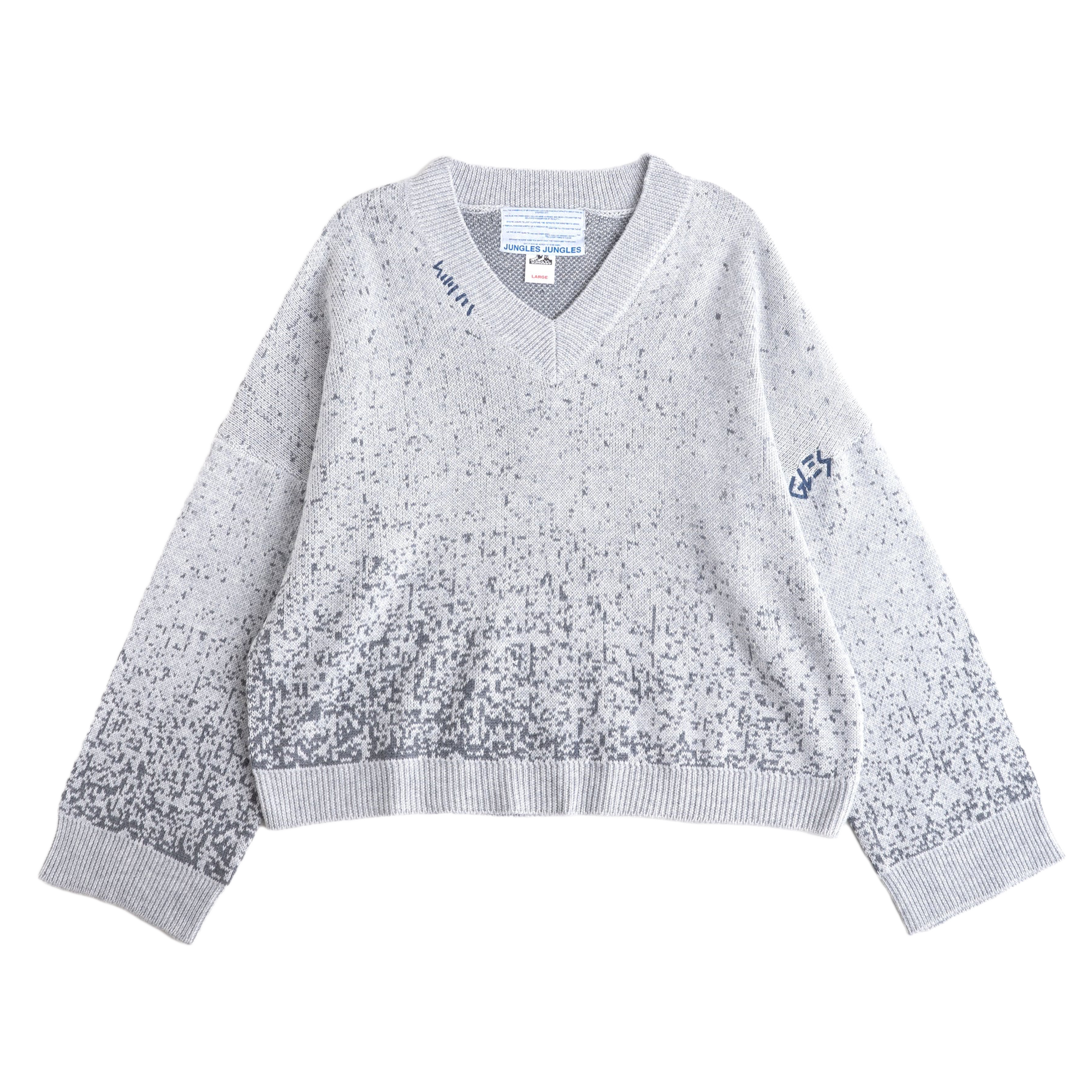 Jungles Jungles Logo Boxy V Neck Knit Grey