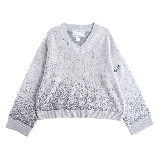 Jungles Jungles Logo Boxy V Neck Knit Grey