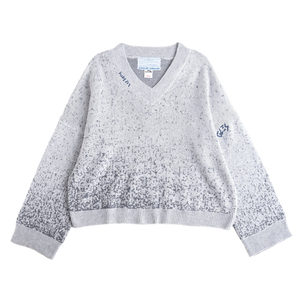 Jungles Jungles Logo Boxy V Neck Knit Grey
