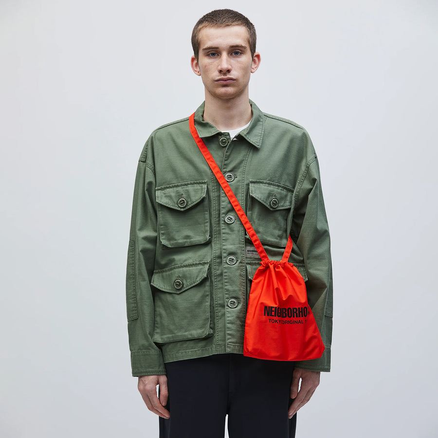 Neighborhood Logo Drawstring Shoulder Bag Orange  251MYNH-CG03